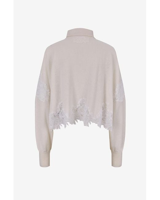 Ermanno Scervino White Batwing Sleeve Cashmere Knit Sweater