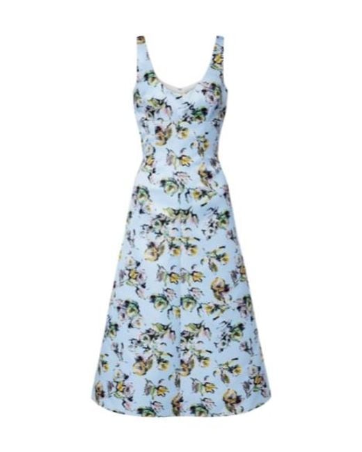Emilia Wickstead Blue Abella Floral Satin Cocktail Dress