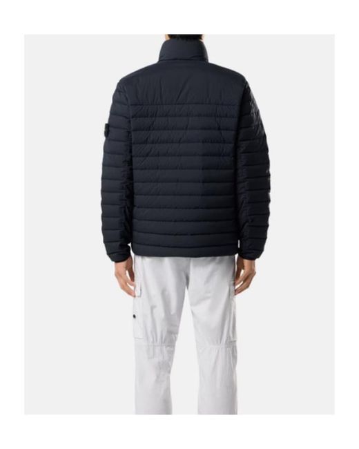 Stone Island Blue Hooded Padded Coat for men