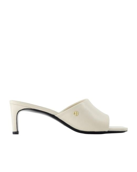 Anine Bing White Jayden Mid Heel Mules