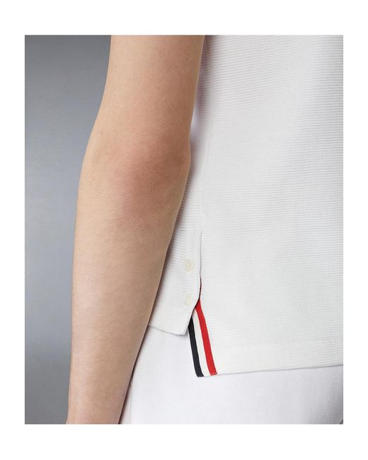 Thom Browne White Short Sleeve Polo Shirt for men