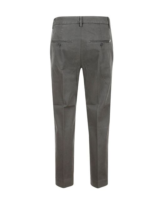 Dondup Gray Button-Front Slim Pants