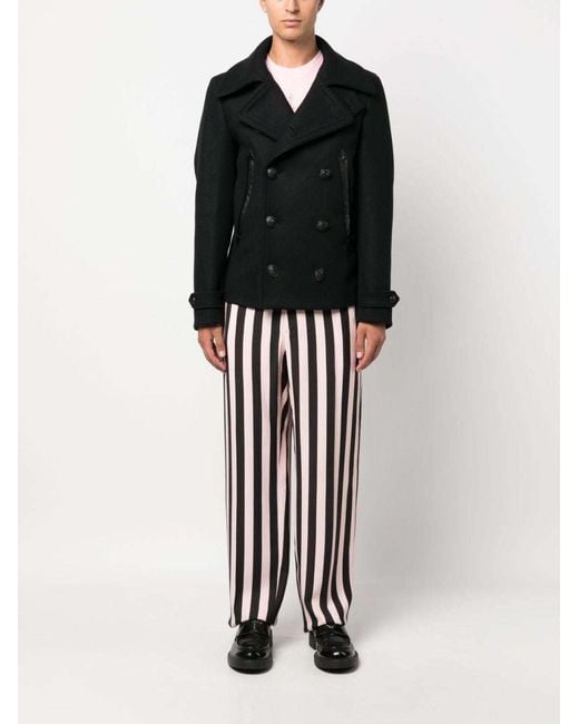 DSquared² Black Double-Breasted Sailor Peacoat for men