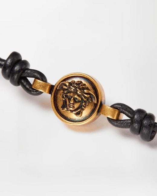 Versace Black Medusa Cord Bracelet for men