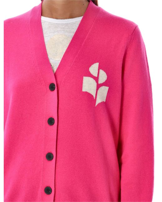 Isabel Marant Pink Isabel Marant Étoile Karin Logo Intarsia Knitted Cardigan