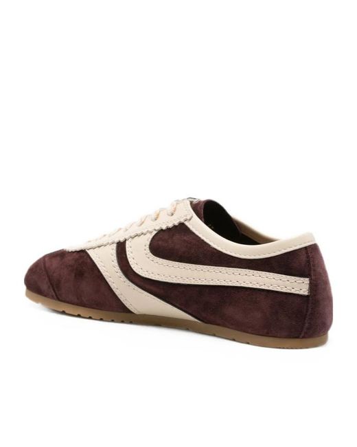 Dries Van Noten Brown Round-Toe Lace-Up Sneakers