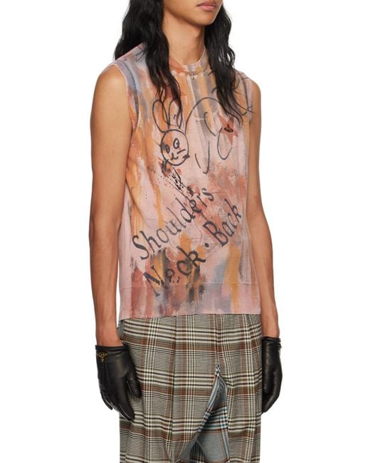 Vivienne Westwood Pink Graphic Sleeveless Knitted Top for men