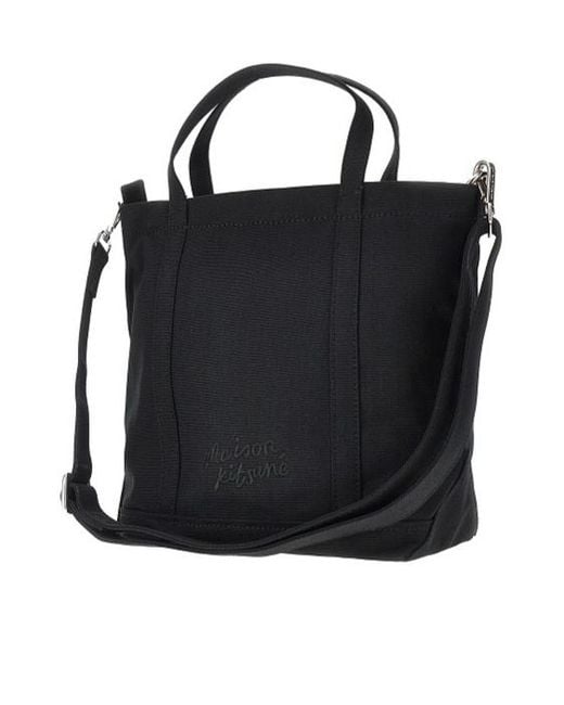 Maison Kitsuné Black Maison Kitsuné Fox Head Small Tote Bag for men