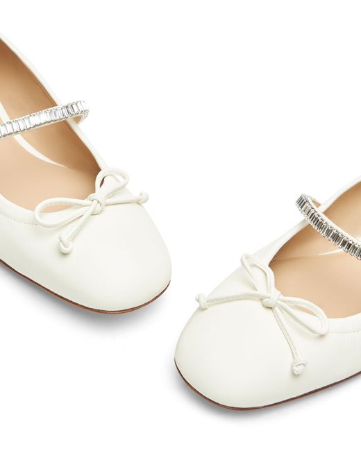 Stuart Weitzman White Stefanie Embellished Ballerina Flats