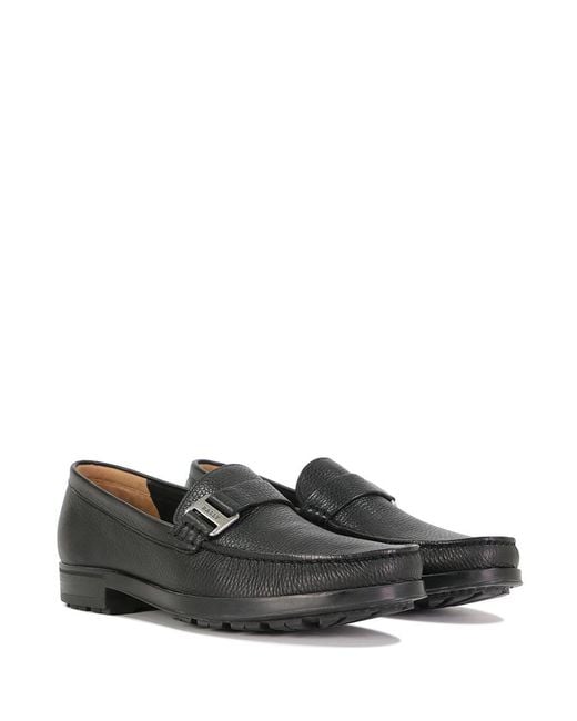 Bally Black Metal Buckle Business Casual Shoes for men