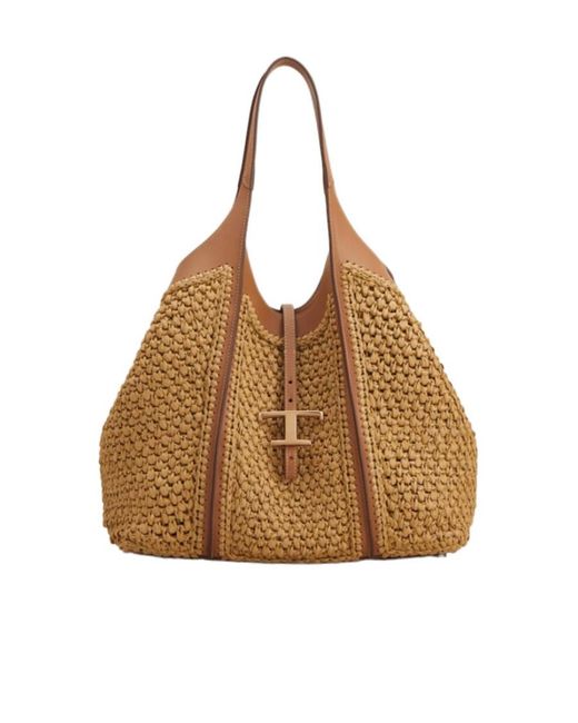 Tod's Brown Timeless Woven Tote Bag