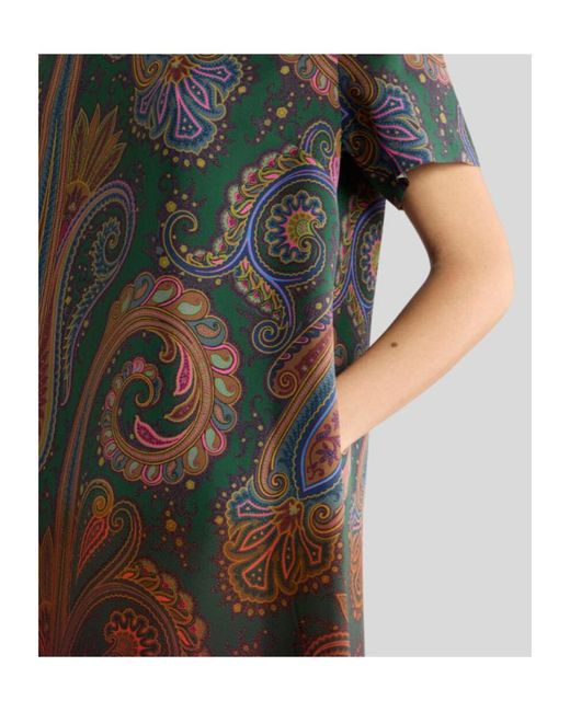 Etro Multicolor Mini Silk Tunic Dress With Degradé Paisley Motif