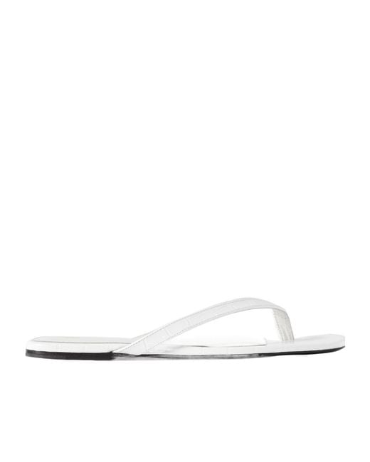 Totême White Imitation Alligator Flip-Flops