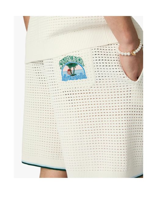 Casablanca White Crochet Logo Shorts for men