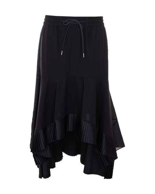 Sacai Blue Pleated Midi Skirt