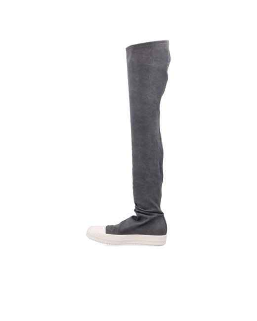 Rick Owens White Round Toe Boots
