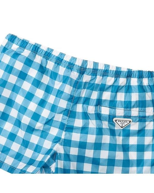 Prada Blue Elastic Waist Swimming Trunks for men