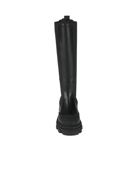 Ganni Black Platform Leather Boots