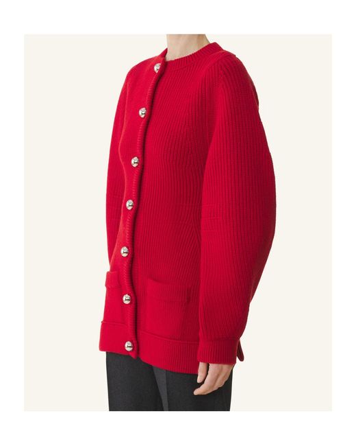 Lanvin Red Ribbed Cardigan