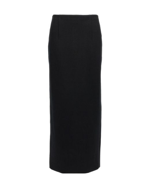 Auralee Black Stretch Double Face Knit Skirt