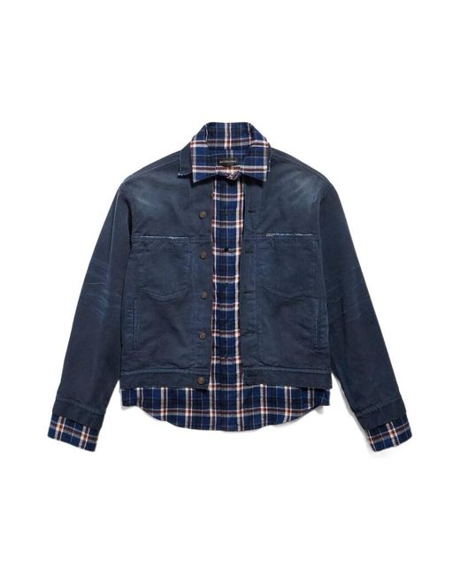 Balenciaga Blue Patched Shirt Jacket for men