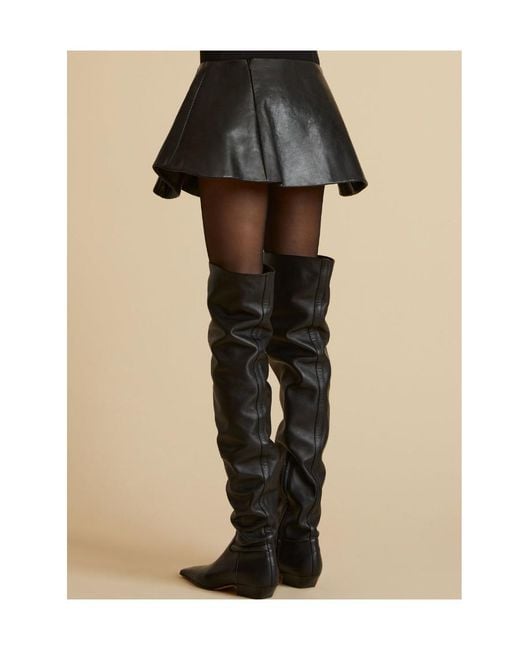 Khaite Black Ralfa Flounce Detailed Mini Skirt