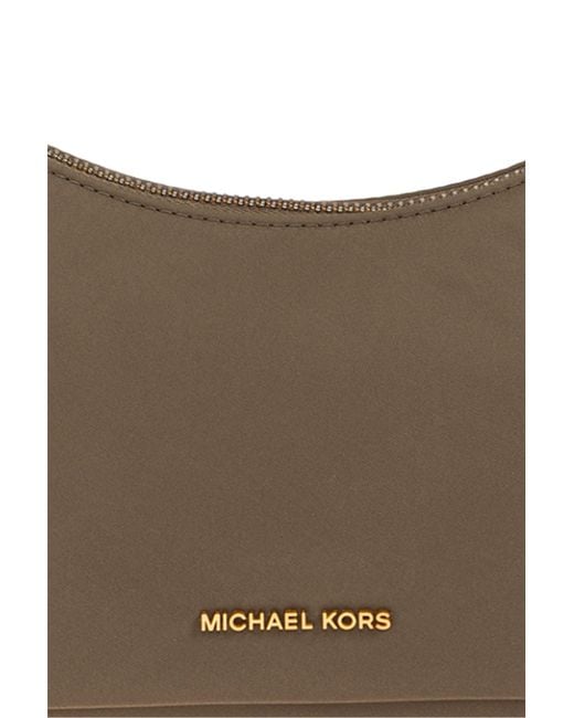 Michael Kors Brown Floral-Applique Chain-Link Shoulder Bag