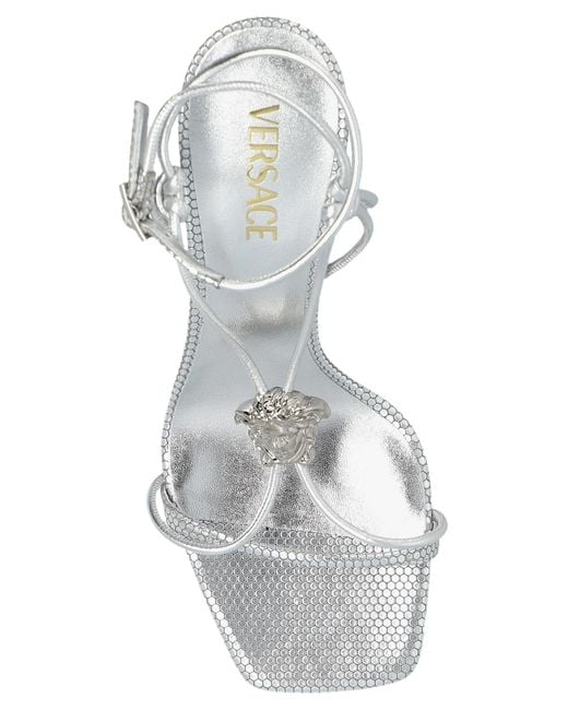 Versace White Square-Toe Heeled Sandals