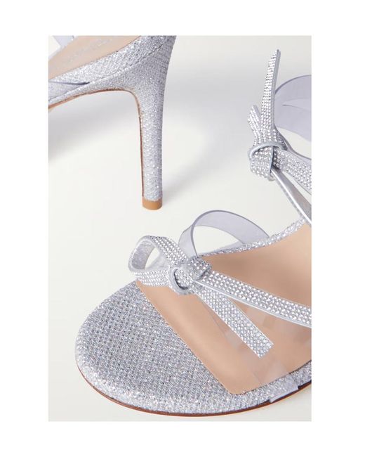 Stuart Weitzman White Embellished Metal Sandals