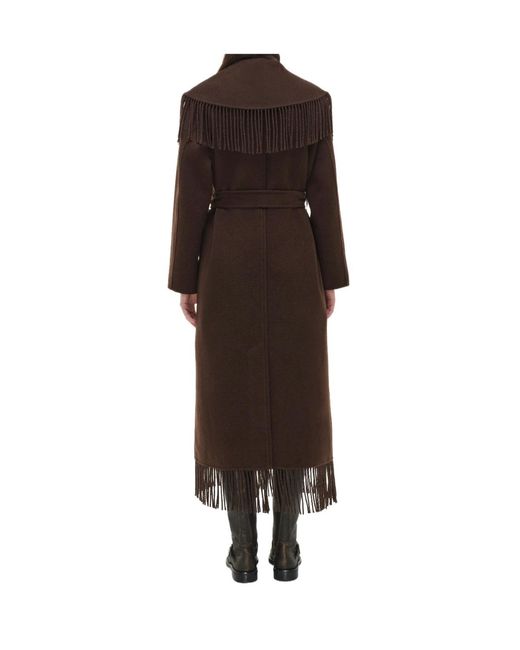 Jonathan Simkhai Brown Carrie Fringe-Trimmed Belted Coat
