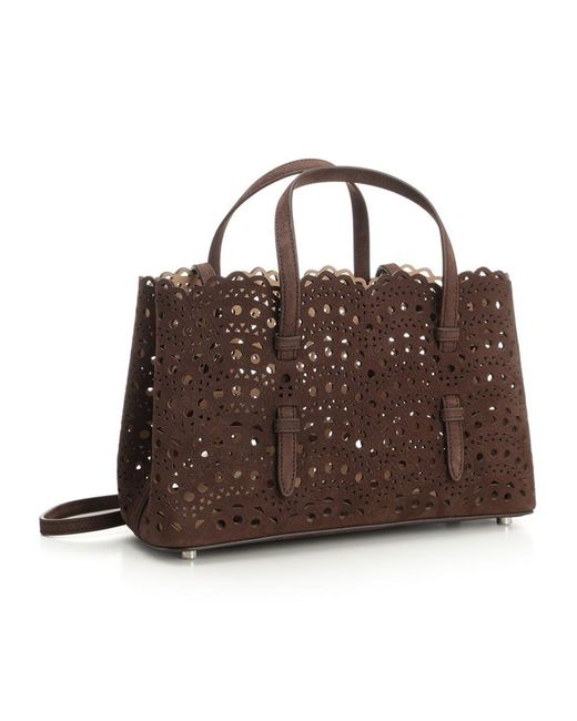 Alaïa Brown Alaïa Mina E/W Medium Tote Bag