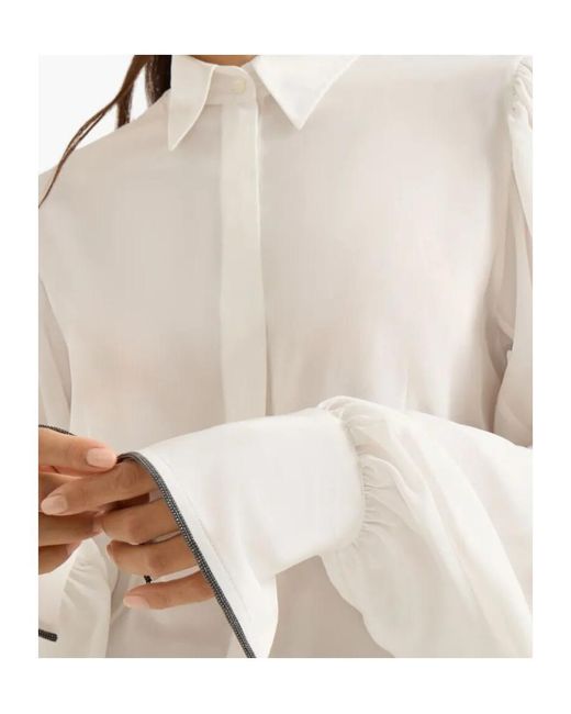 Brunello Cucinelli White Silk Shirt