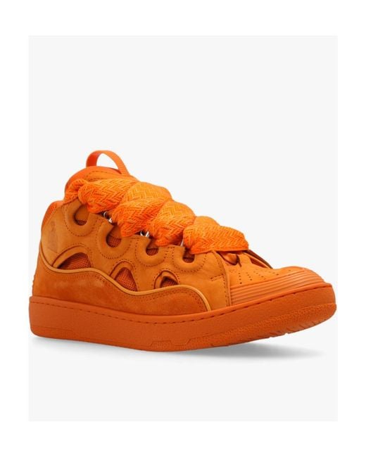 Lanvin Orange Lace Up Sneakers