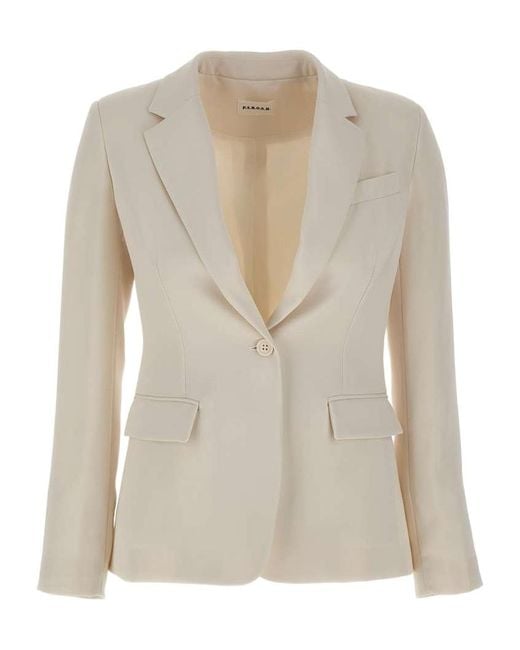 P.A.R.O.S.H. Natural P.A.R.O..H. Single-Breasted Tailored Blazer