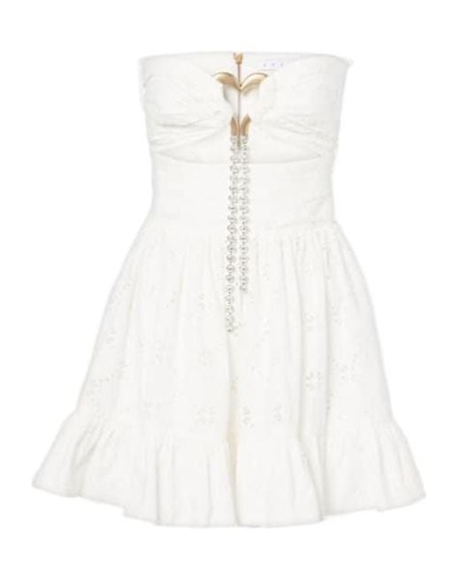 Area White Draped Cotton Minidress