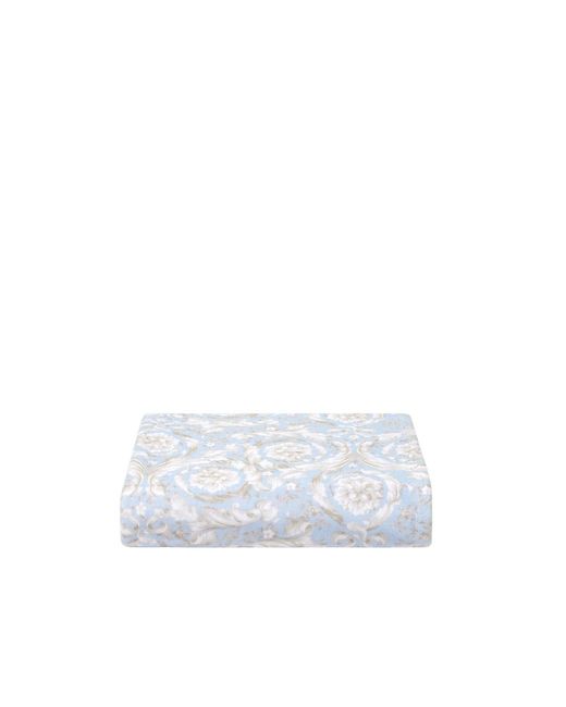 Versace White Barocco-Print Cotton Bath Towel for men