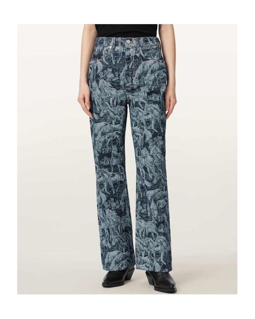 AllSaints Gray Blake Mid-Rise Wide-Leg Jeans