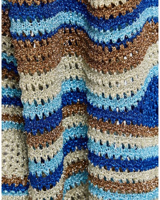 Farm Rio Blue Striped Knit Top