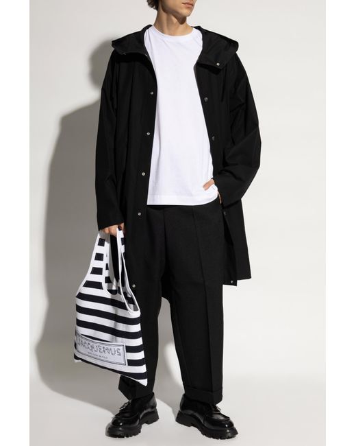 Jil Sander Black Logo Printed Hooded Parka for men