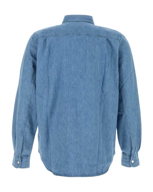 Closed Blue Army Overshirt for men