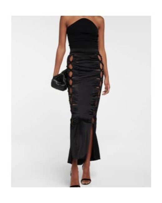 Galvan Black Vertebrae Cutout Midi Skirt