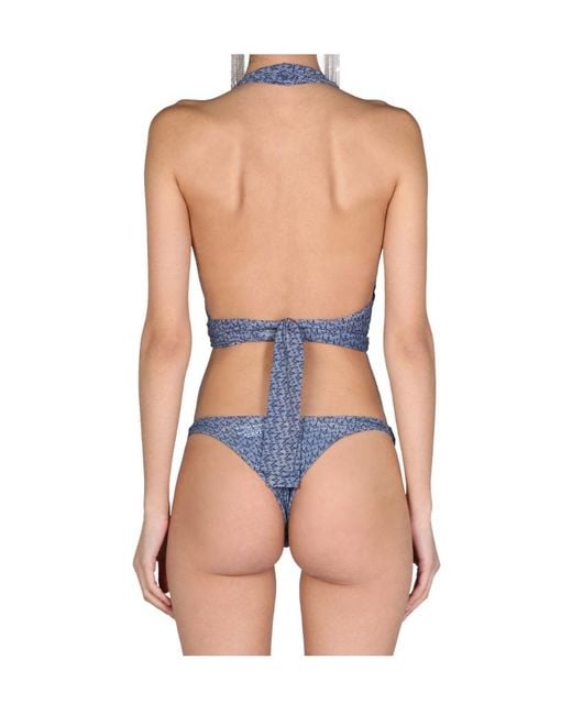 Magda Butrym Blue Monogram Bikini Top