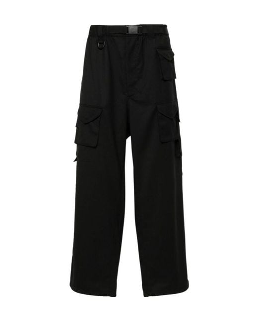 Y-3 Black Wide-Leg Belted Cargo Pants for men