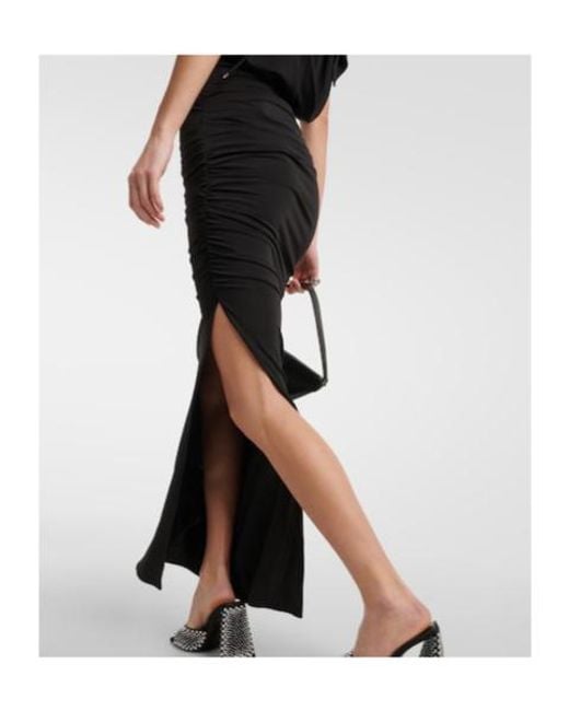 The Attico Black Ruched Draped Jersey Gown