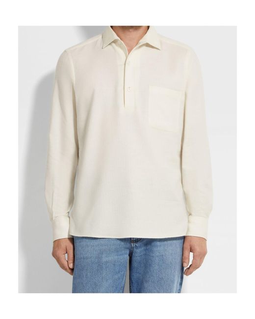 Zegna White Chest-Pocket Polo Shirt for men