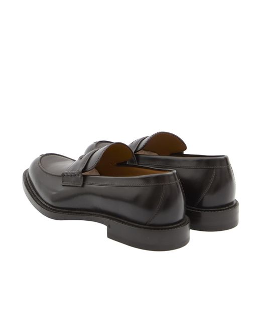 Gucci Gray Web-Stripe Leather Loafers for men