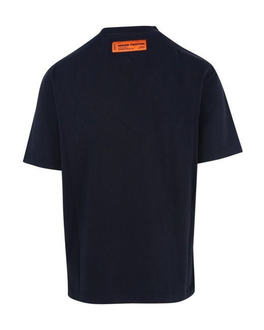 Heron Preston Blue Logo Embroidered Crewneck T-Shirt for men