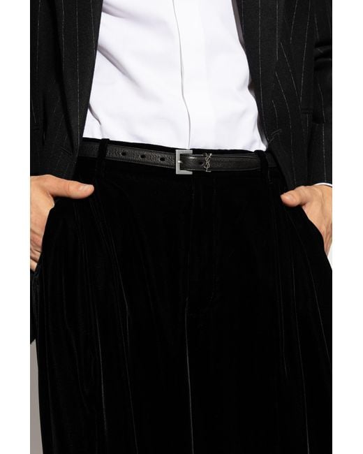 Saint Laurent White Logo Plaque Buckled Belt for men