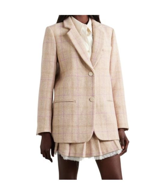 LoveShackFancy Natural Denzel Checked Houndstooth Blazer