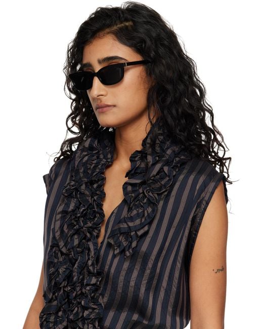 Saint Laurent White Eyewear Rectangle Frame Sunglasses